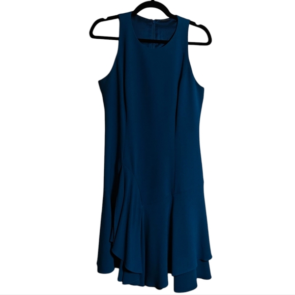 ELIE TAHARI Lalana Asymmetrical Ruffle Dress In Nautilus Size 6 - Picture 1 of 12